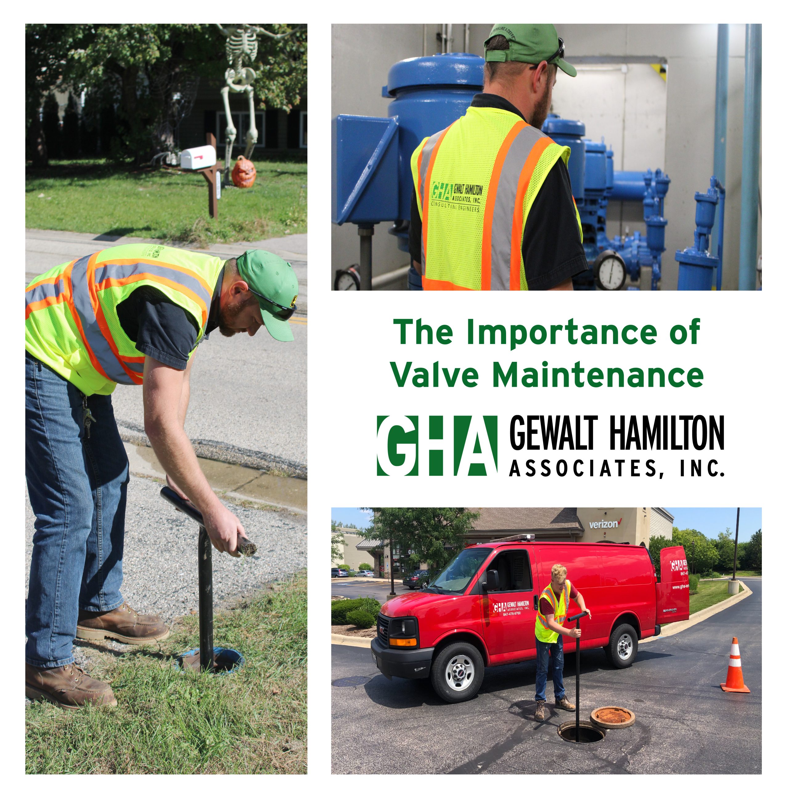 Importance of Valve Maintenance 11-30-23 A civil engineer performs valve maintenance beside a blue water valve. A service van is parked nearby, emphasizing infrastructure upkeep.