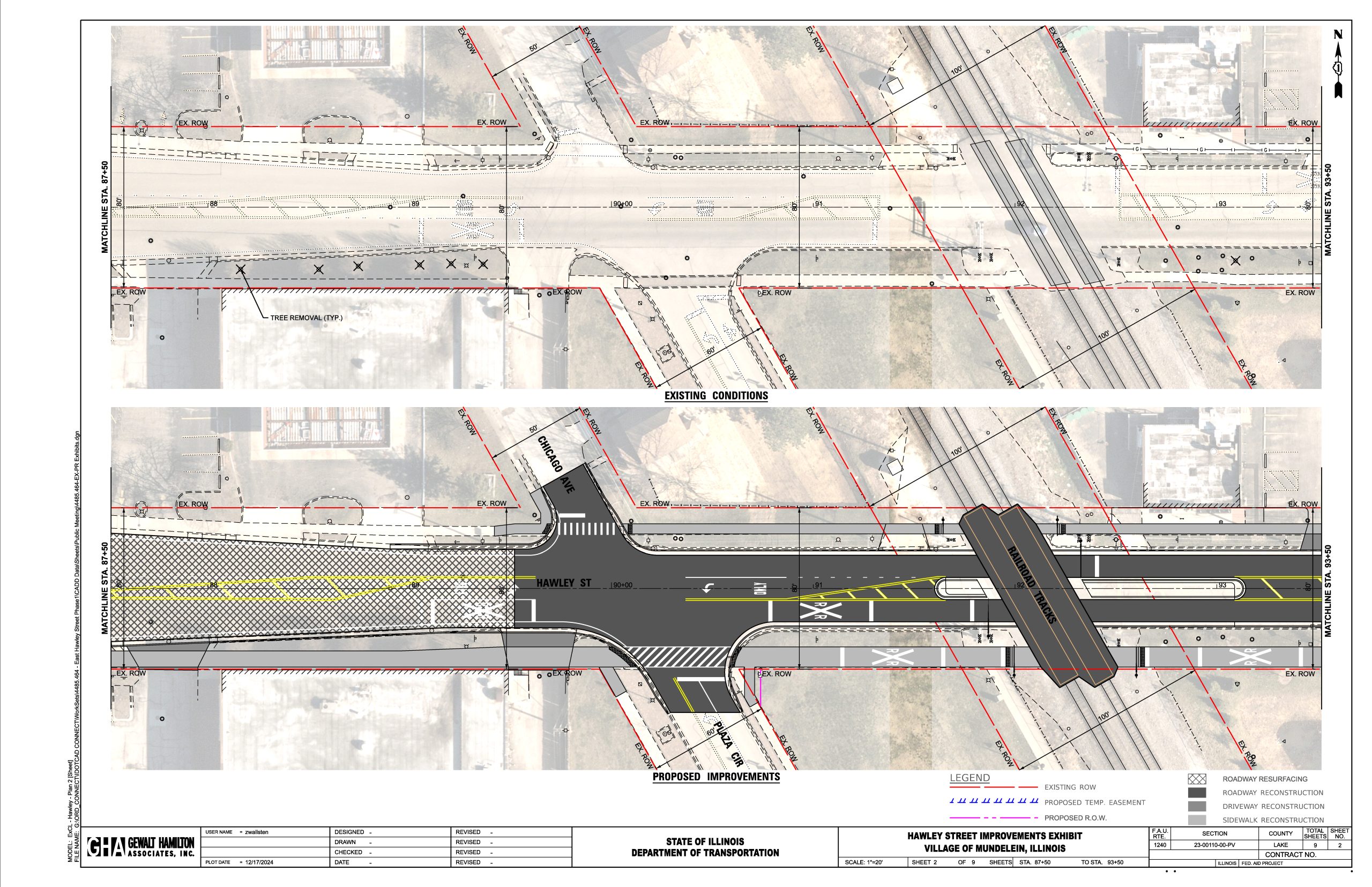 4485.464-EX-PR Exhibits-02 Detailed construction plan showing existing road conditions and proposed improvements for a municipal intersection upgrade.